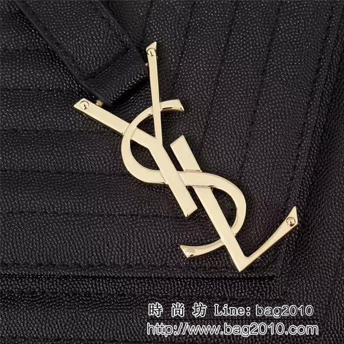 YSL聖羅蘭 經典款 互扣式金屬YSL標誌 原版球紋皮黑色肩背包 26588 YAS1013